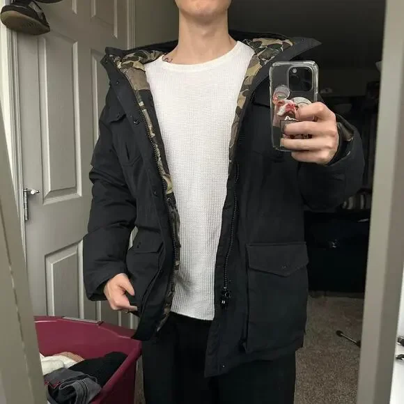 Rare 00s Levi’s Black Camo Insulated Down Puffer Jacket Parka Coat - Picture 8 of 8